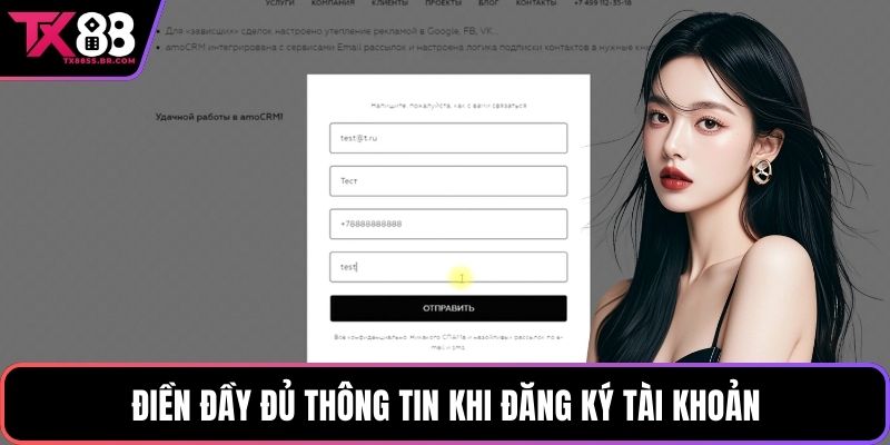 Điền đầy đủ thông tin khi đăng ký tài khoản