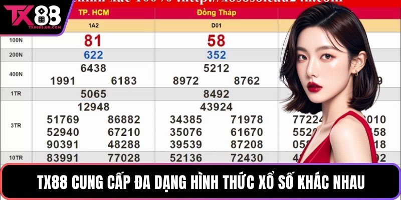 TX88 cung cấp đa dạng hình thức xổ số khác nhau